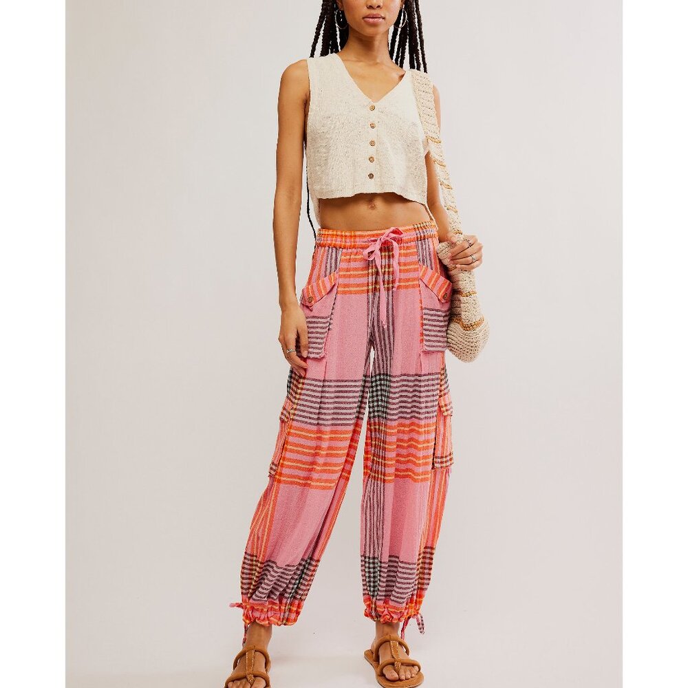 🆕 FREE PEOPLE Crafted Cargo Pants / Pink Combo